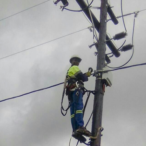 Electrician on a poll